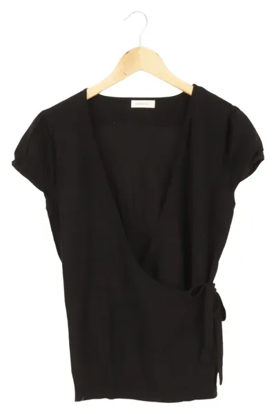 Bonita Damen Wickelpullover Kurzarm Schwarz Einheitsgröße Elegant