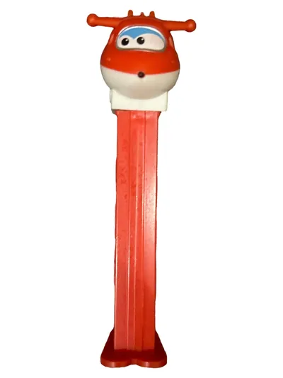 PEZ Super Wings Jett Spender Flugzeug Sammlerstück Figur Rot 10cm