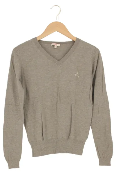 FRACOMINA Damen Pullover XL/44 Grau Klassisch V-Ausschnitt Langarm