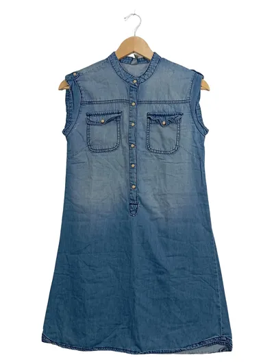 ZARA Kids Jeanskleid Mädchen Gr. 164 Blau Ärmellos Hemdkleid