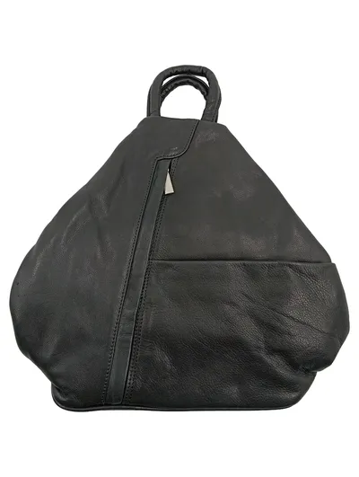 Alex & Co Damen Leder Rucksack Schwarz Casual Tasche