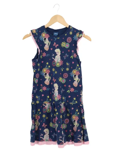 DISNEY Mädchen Sommerkleid Gr. 146 Blau Blumenmuster Prinzessinnen Motiv