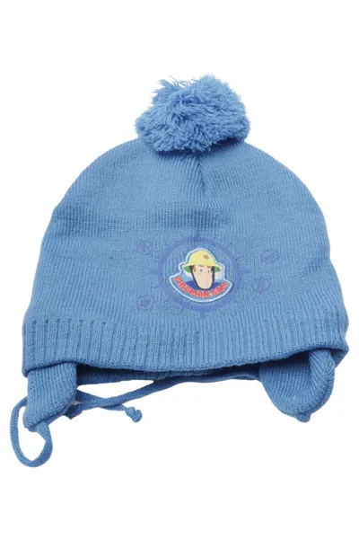 FIREMAN SAM Kinder Mütze Blau Bommelmütze Ohrenklappen Logo Polyacryl