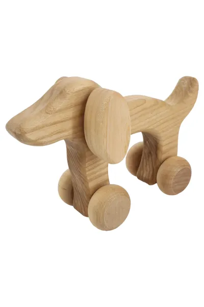 GRüNE ERDE Holz Spielfigur Hund auf Rädern Rollhund Holzspielzeug