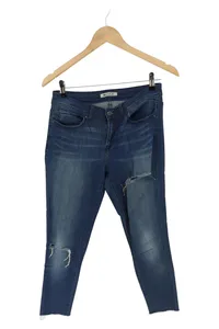 Blue Ridge Denim Damen Mom Jeans Blau Ripped Distressed Fransen Gr. 38/M 1