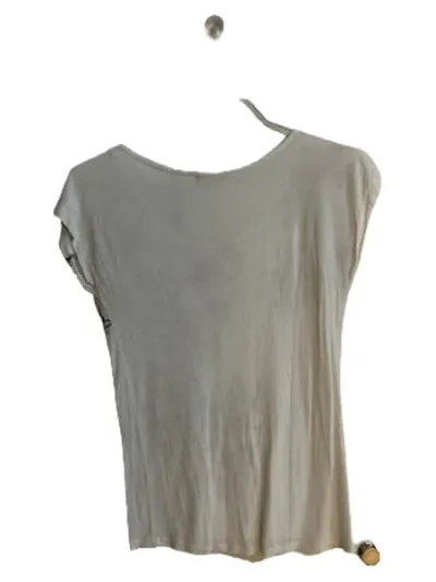 ORSAY Damen T-Shirt Gr. 38 M Weiß Blumenprint Kurzarm Casual