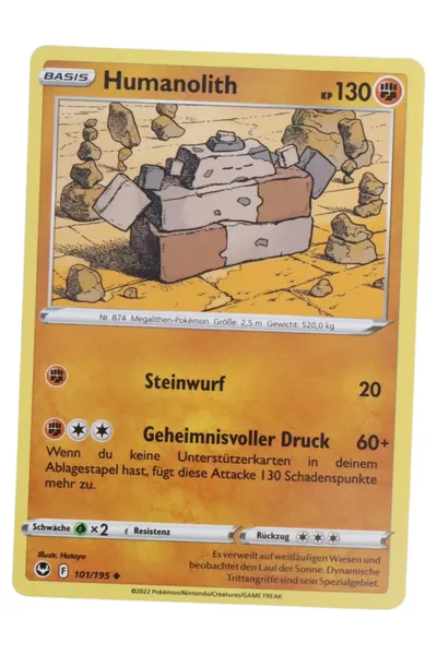 POKéMON Sammelkarte Humanolith Gelb KP 130 Nr. 874 Megalithen-Pokémon