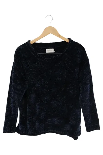Springfield Damen Pullover Gr. 38/M Blau Casual Preppy Polyester Strick