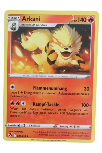 POKéMON Sammelkarte Arkani Orange Phase 1 KP 140