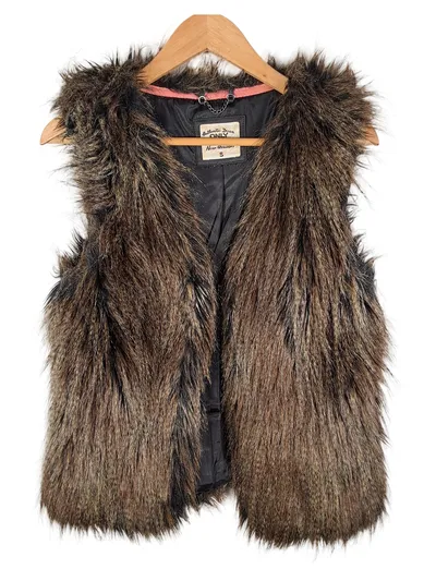 ONLY Damen Kunstfell Weste Braun Gr. 36, S Casual Ärmellos