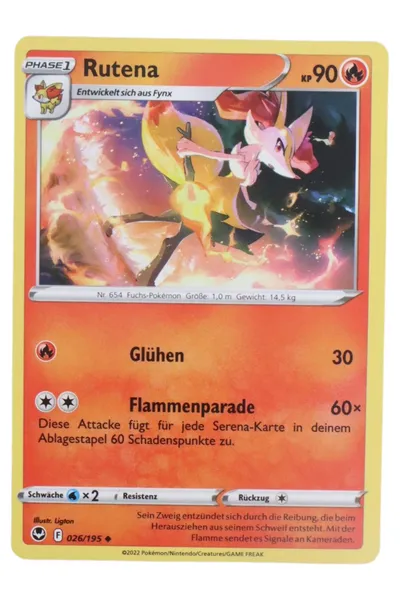 POKéMON Sammelkarte Rutena Fuchs-Pokémon Mehrfarbig Kinder Trading Card