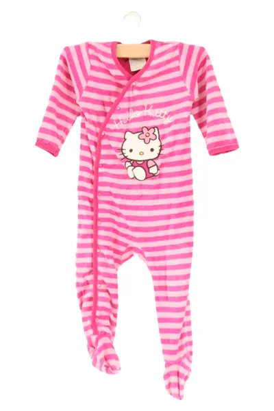 HELLO KITTY Kinder Schlafanzug Gr. 80 Rosa Gestreift Tiermotiv Casual Kawaii