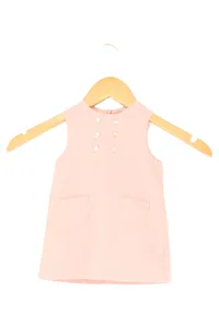 CYRILLUS Sommerkleid Kinder Gr. 98 Rosa Leinen Klassisch Preppy Kariert 1