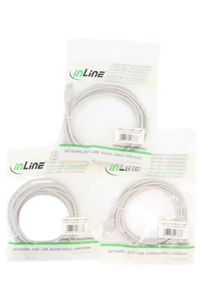 Inline USB 2.0 Kabel A auf A Stecker 3m Beige Datenkabel