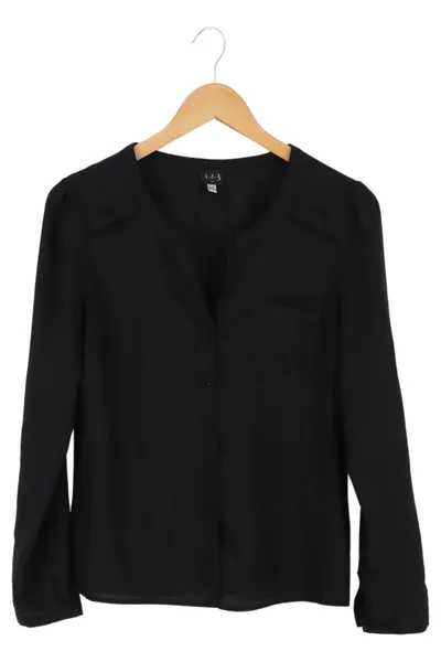 123 PARIS Damen Bluse Gr. 34/XS Schwarz Business Elegant Langarm