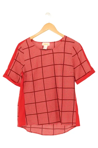 AMBRIA Damen Bluse Gr. 36/S Rot Kariert Elegant Kurzarm