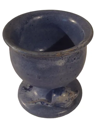 Steuernagel Eierbecher Keramik Blau mit Maus Handarbeit 6 cm