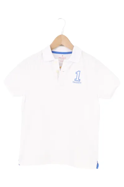 HACKETT LONDON Kinder Poloshirt Gr. 140 Weiß Logo-Print Sportlich