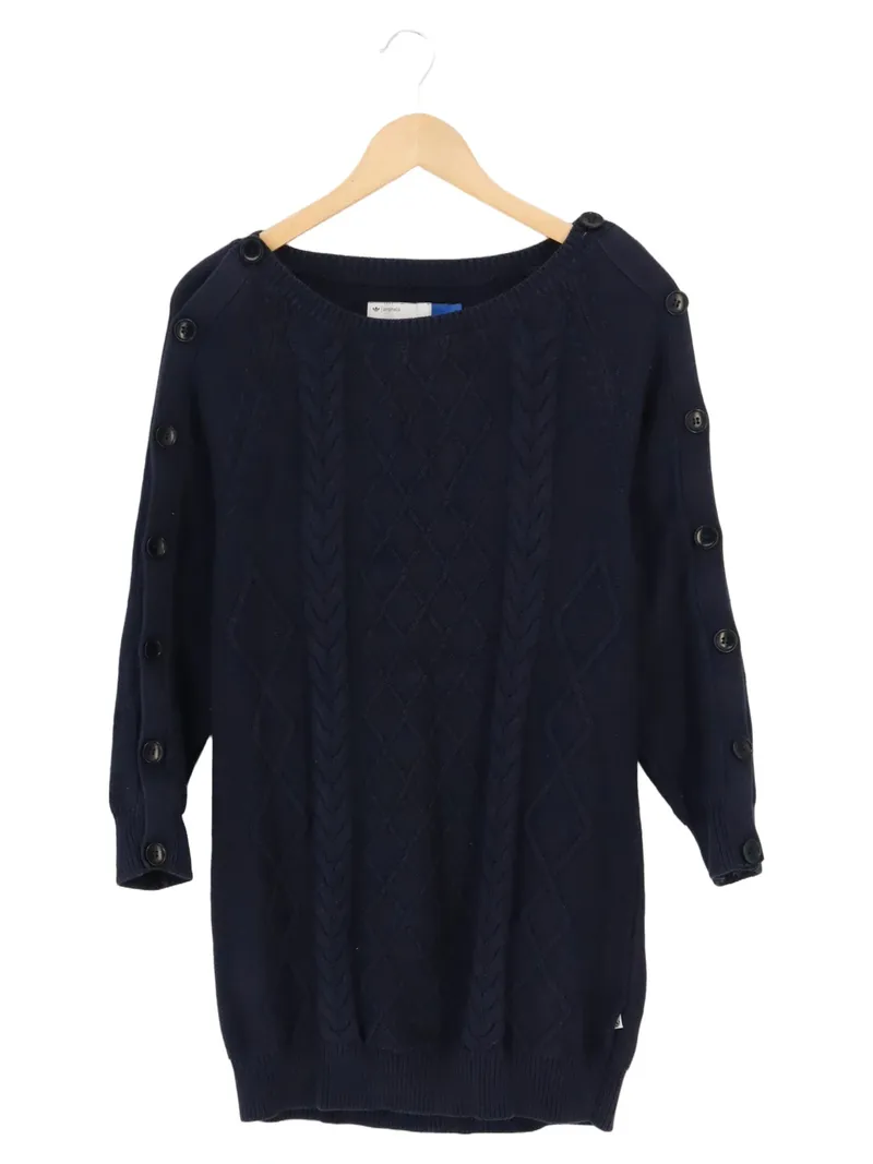 ADIDAS ORIGINALS Damen Strickkleid Gr. 32/XXS Marineblau Zopfstrickmuster 1