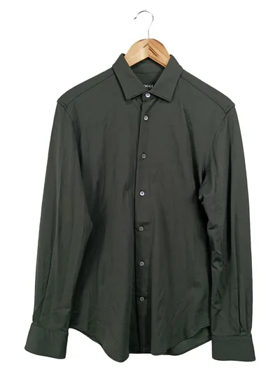 BOGGI MILANO Business Hemd Herren Gr. 48/M Grün Modern Langarm Stretch