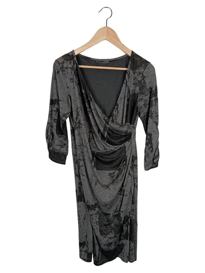 AIRFIELD Strickkleid Damen 34/XS Grau Elegant Wickelkleid