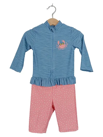 Playshoes Baby Badeanzug Set Krabbe Gr. 62/68 3-6 Monate Blau Rosa