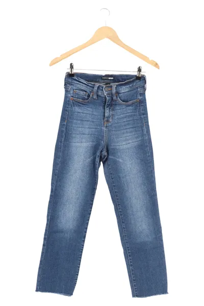 FASHIONNOVA Damen Straight Leg Jeans Blau W29/38/M Casual Urban Fransen