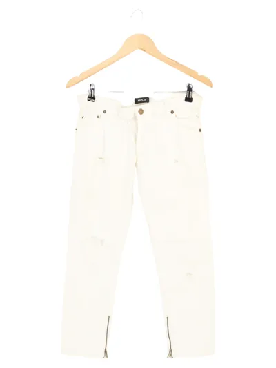 REPLAY Damen Jeans Straight Leg W27/36 Weiß Casual Distressed