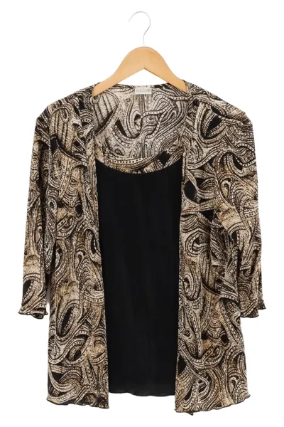 AtelierGS Damen Bluse 38/M Beige Paisley Elegant 3/4-Arm Polyester