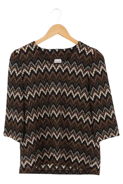 AtelierGS Damen Langarmshirt 36/S Braun Geometrisch Elegant Klassisch Vintage