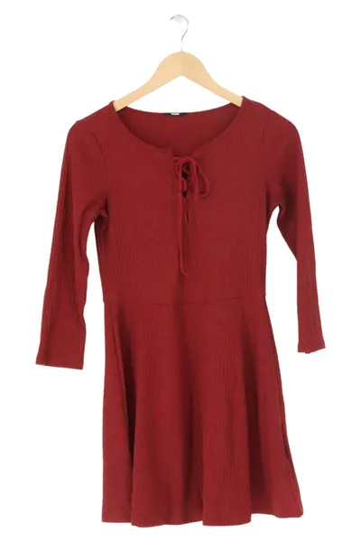 TEZENIS Freizeitkleid Damen Gr. 38/M Rot Rippstrick Klassisch Minikleid
