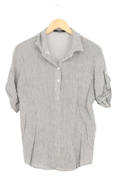 SOMEDAY Bluse Damen Gr. 38/M Grau Casual Minimalistisch Kurzarm Strukturmuster