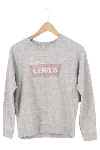 LEVIS Damen Sweatshirt Grau 32/XXS Logo-Print Snoopy Casual Langarm