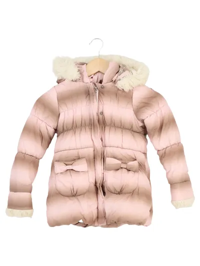 PAMPOLINA Kinder Steppjacke Gr. 98 Rosa Farbverlauf Kapuze Fellbesatz