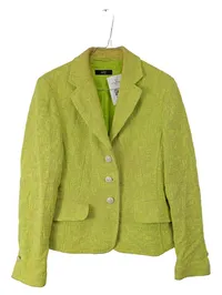 Aust Fashion Damen Blazer Gr. 36 Grün Tweed Baumwolle Leinen Klassisch 1