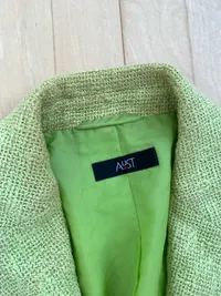 Aust Fashion Damen Blazer Gr. 36 Grün Tweed Baumwolle Leinen Klassisch 2