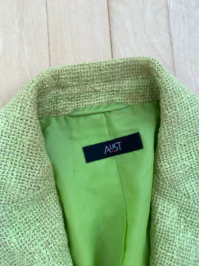 Aust Fashion Damen Blazer Gr. 36 Grün Tweed Baumwolle Leinen Klassisch