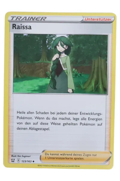 POKéMON Sammelkarte Raissa Trainer Unterstützer Gelb Deutsch 123/163