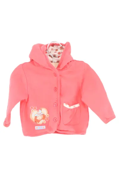BERTI Kinder Sweatjacke Gr. 62 Rot Kapuze Knöpfe Tiermotiv Blumen Casual