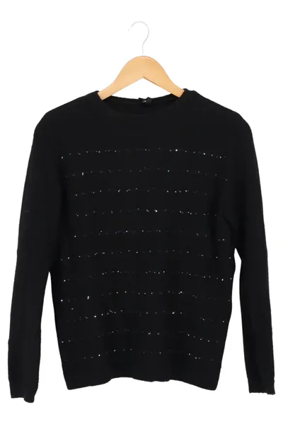 DEFACTO Pullover Damen Gr. 36/S Schwarz Glitzer Casual Langarm