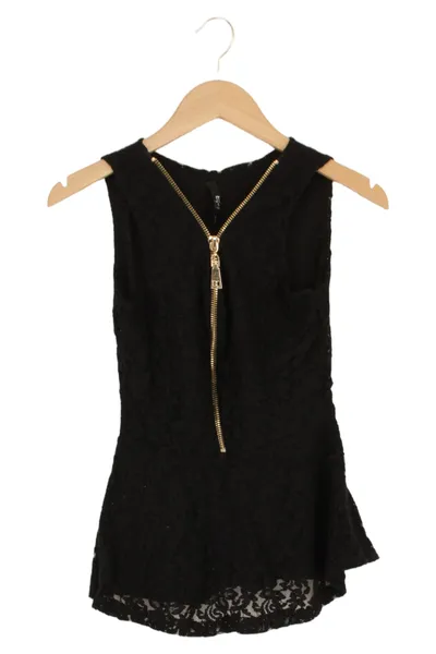 JT&ME Top Damen 34/XS Schwarz Elegant Streetwear Reißverschluss Spitze