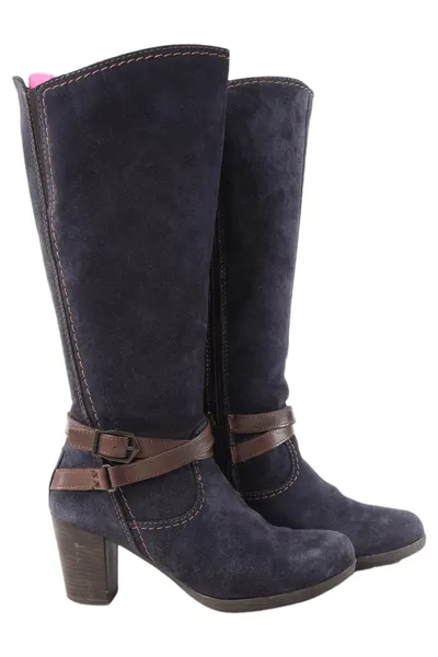 Tamaris Damen Stiefel Lila Elegant Blockabsatz Reißverschluss Schnalle Gr. 38