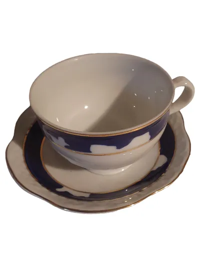 Reichenbach Kaffeetasse Untertasse Porzellan Klassisch Weiß Abstrakt 7cm