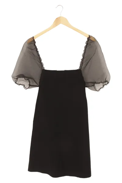 ZARA Damen Cocktailkleid Schwarz Gr. 38/M Elegant Vintage Puffärmel