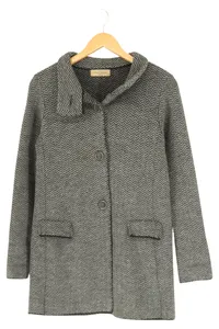 ANNA JUSTPER Klassischer Damen Mantel Grau 36/S Fischgrätenmuster Elegant 1