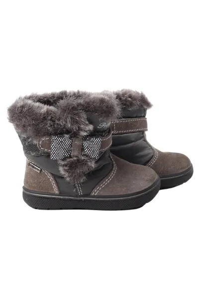 Primigi Kinder Schneestiefel Gr. 19 Braun Fellbesatz Schleife Winterstiefel