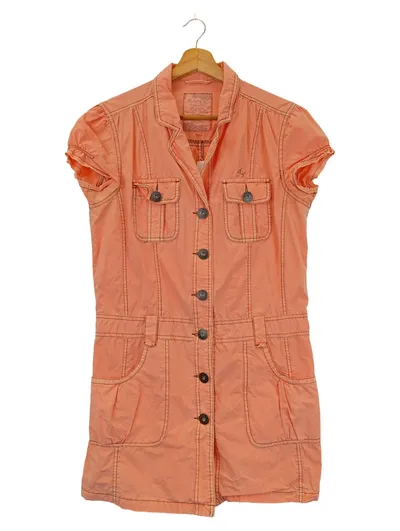 SOCCX Damen Freizeitkleid Rosa Gr. 40/L Casual Preppy Baumwolle