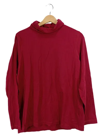 Gina Laura Damen Rollkragen Langarmshirt Rot Gr. L Basic Baumwolle