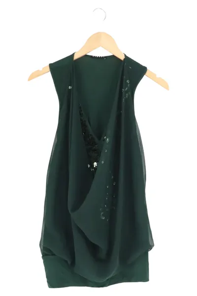 SISLEY Damen Bluse Gr. 38/M Grün Elegant Glamourös Pailletten