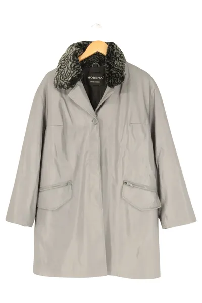 Morena Damen Winterjacke Gr. 44/L Grau Klassisch Elegant mit Fellbesatz